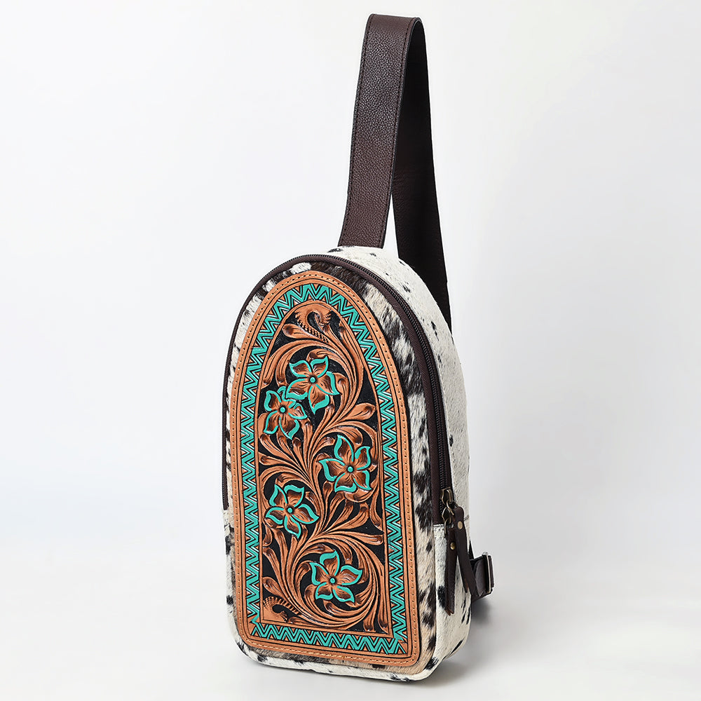 American Darling Sling Beautifully Hand Tooled Hair On Genuine Leather Women Bag Western Handbag Purse