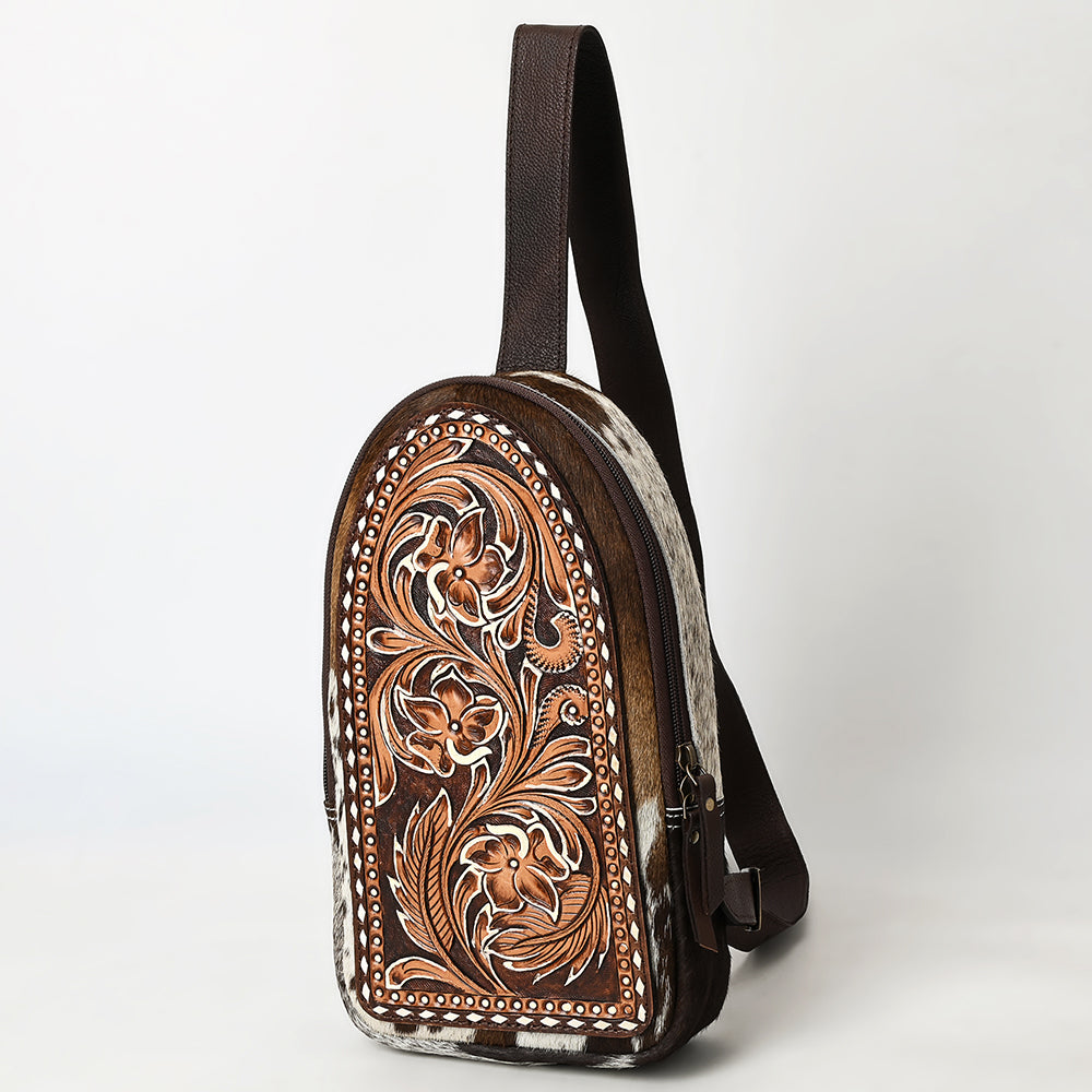 American Darling Sling Beautifully Hand Tooled Hair On Genuine Leather Women Bag Western Handbag Purse