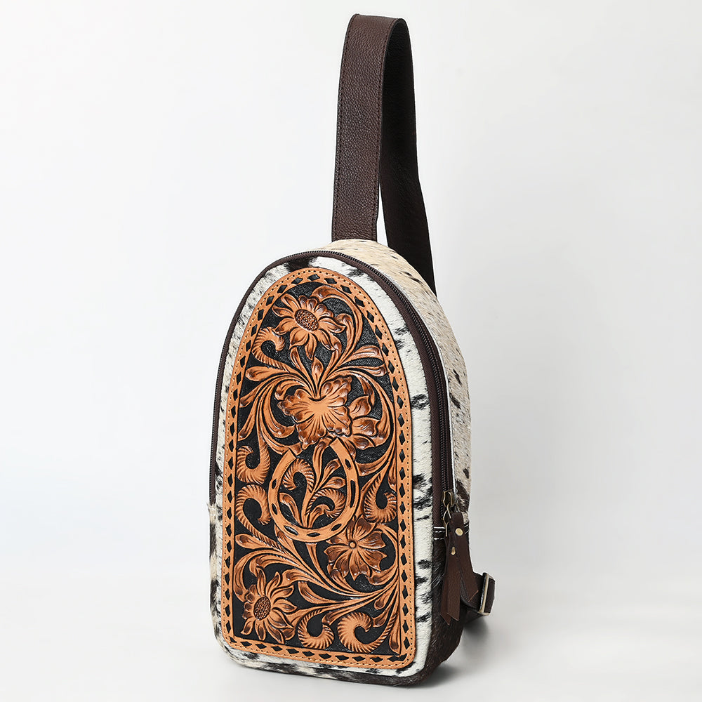 American Darling Sling Beautifully Hand Tooled Hair On Genuine Leather Women Bag Western Handbag Purse