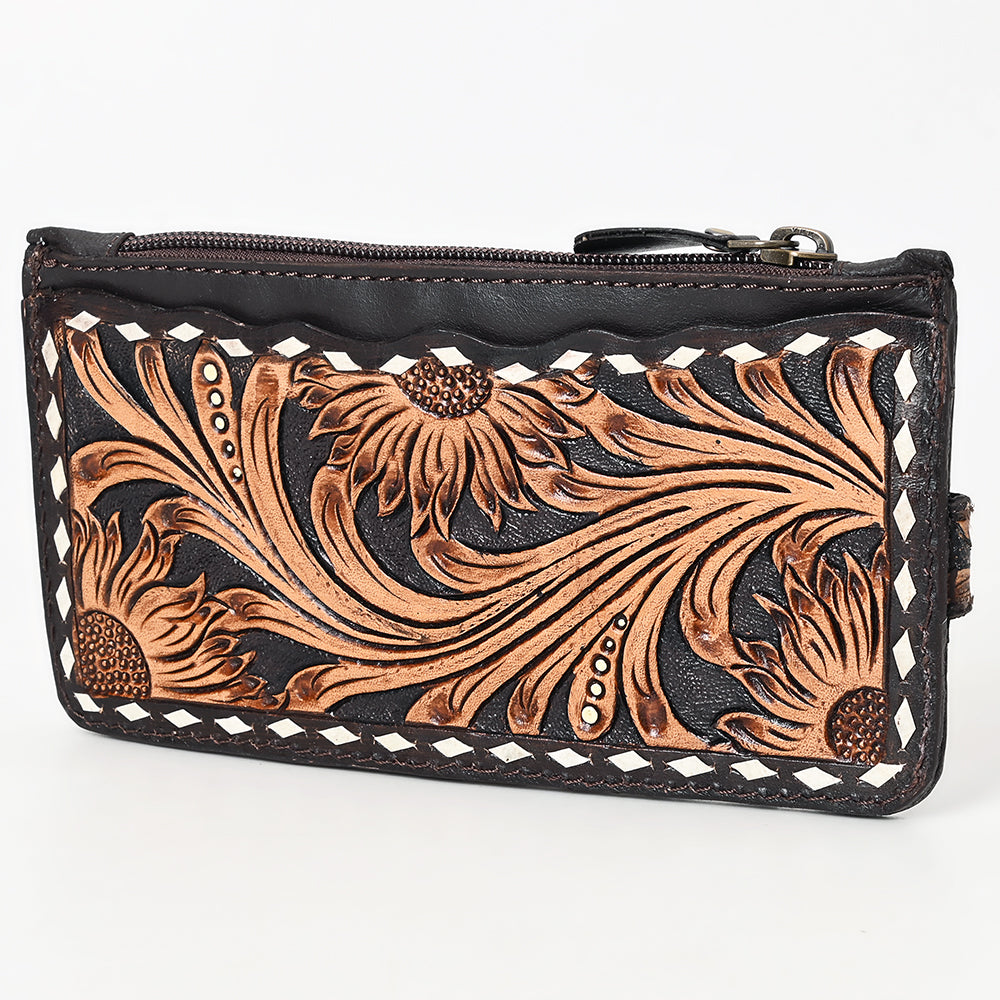 American Darling Card Holder Hand Tooled Genuine Leather Women Bag Western Handbag Purse| | Business