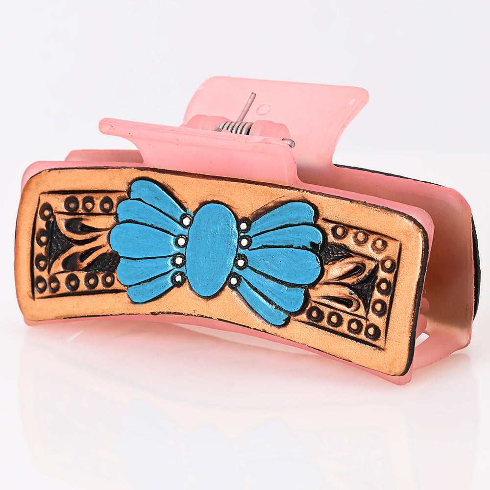 American Darling Beautifully Hand Tooled Women Ladies Hair Band Clip Clutcher