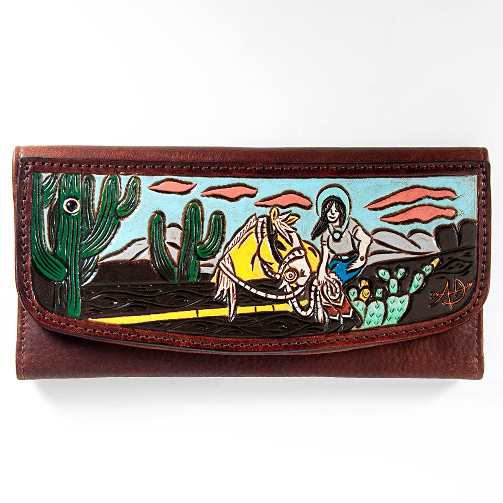 American Darling Wallet Hand Tooled Hand Painted Genuine Leather women bag western handbag purse