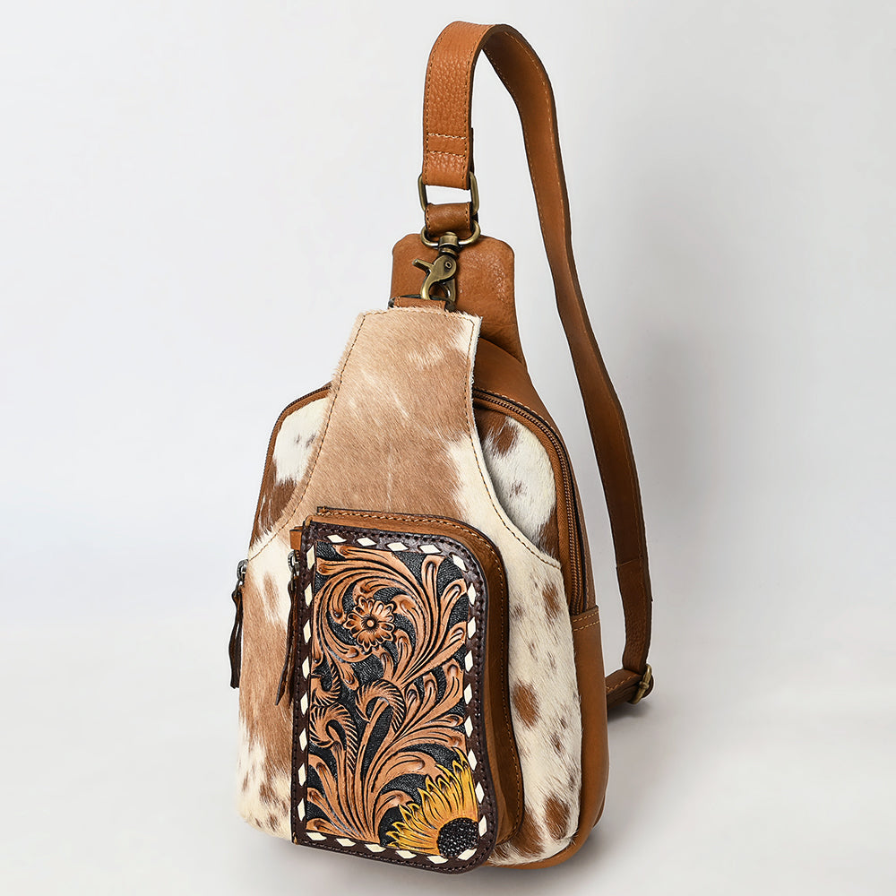 American Darling Sling Hand Tooled Hair-On Genuine Leather Women Bag Western Handbag Purse