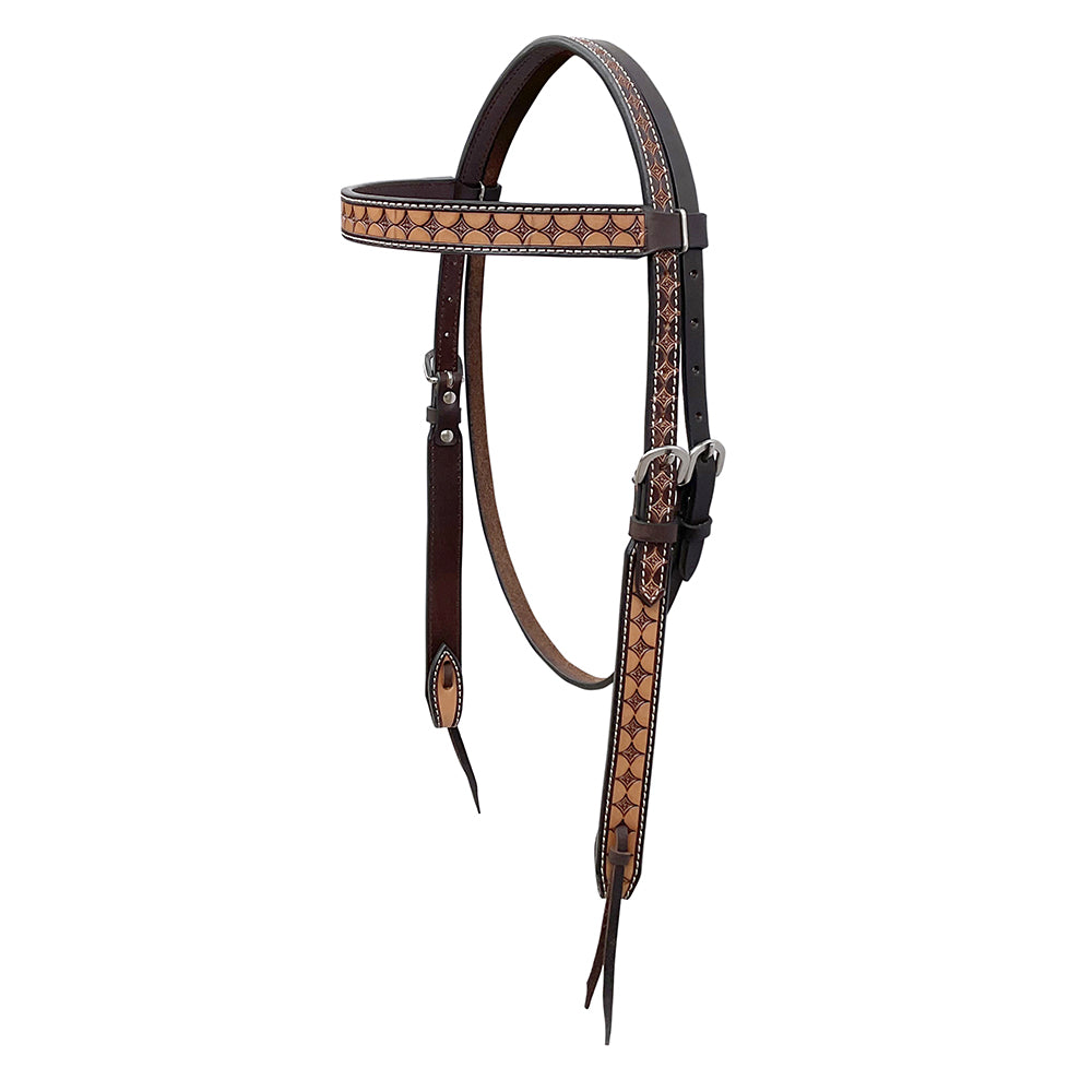 BAR H EQUINE Western Handtooled Leather Horse Headstall & Breast Collar Set | Tack