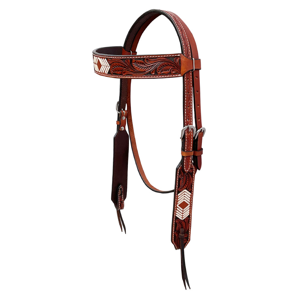 BAR H EQUINE Western Handtooled Leather Horse Headstall & Breast Collar Set | Tack