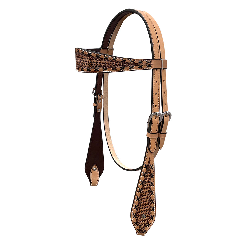 BAR H EQUINE Western Handtooled Leather Horse Headstall & Breast Collar Set | Tack