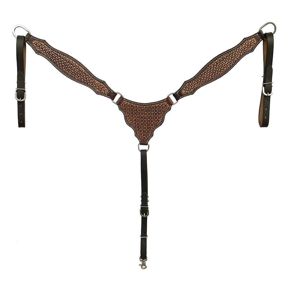 BAR H EQUINE Western Handtooled Leather Horse Headstall & Breast Collar Set