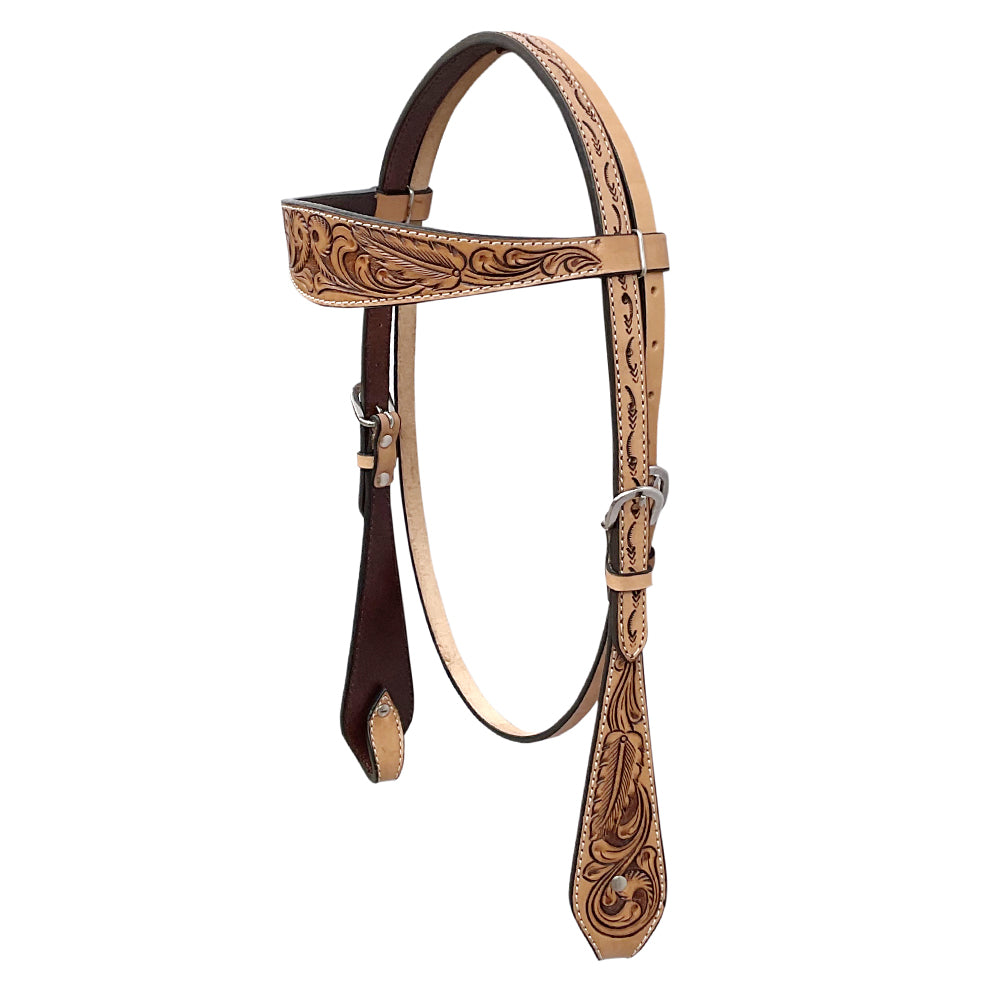 BAR H EQUINE Western Handtooled Leather Horse Headstall & Breast Collar Set | Tack