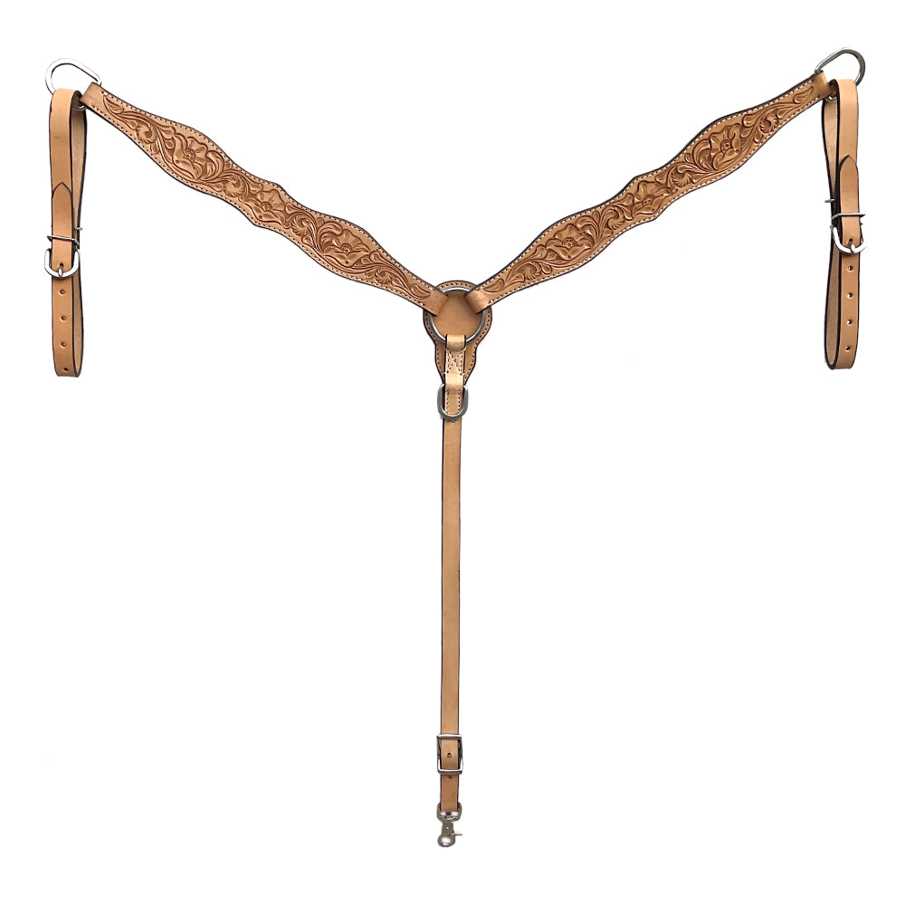 BAR H EQUINE Western Handtooled Leather Horse Headstall & Breast Collar Set | Tack