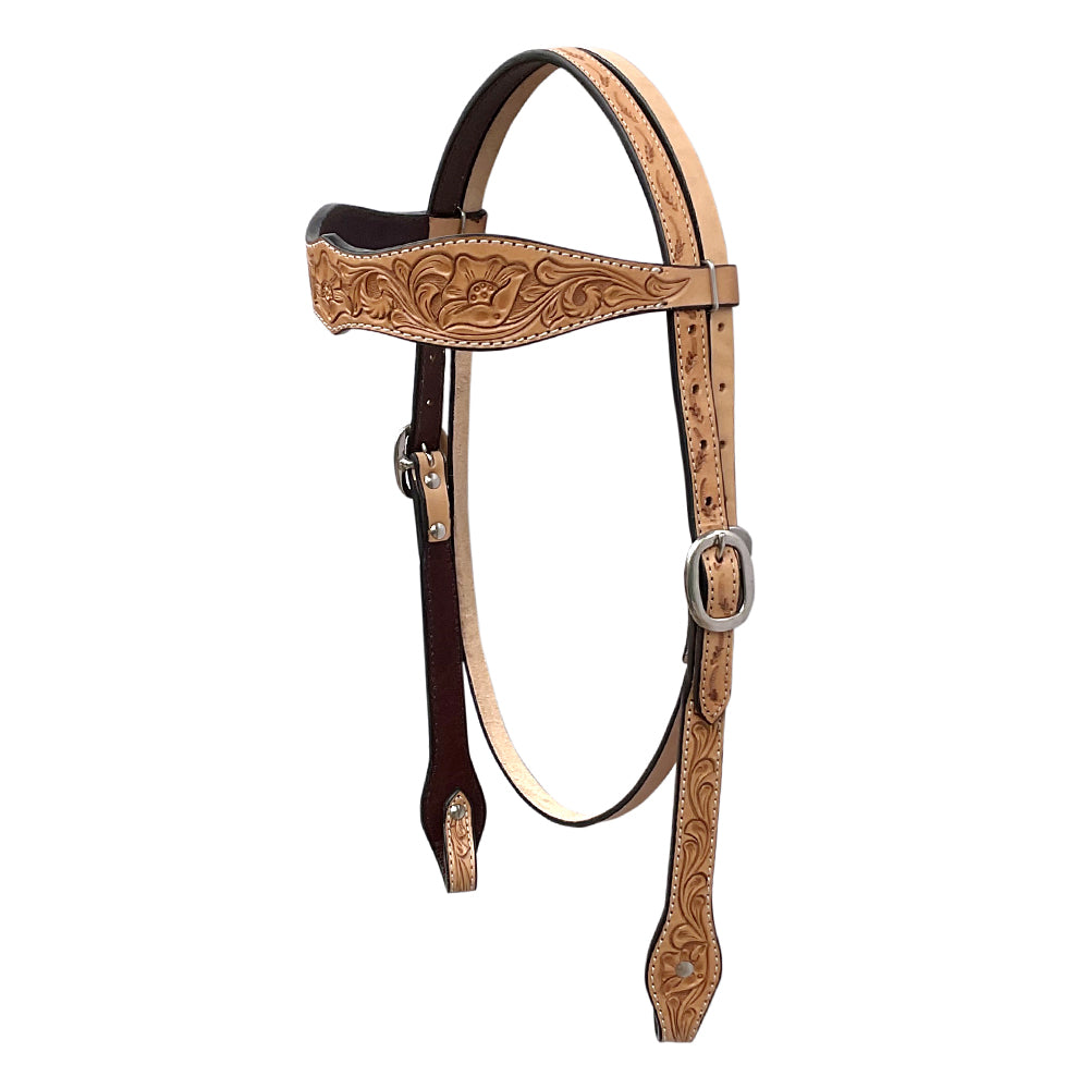 BAR H EQUINE Western Handtooled Leather Horse Headstall & Breast Collar Set | Tack