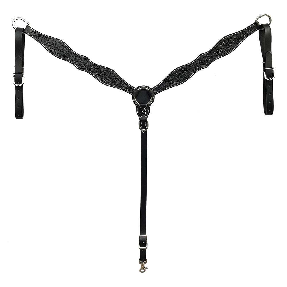 BAR H EQUINE Western Handtooled Leather Horse Headstall & Breast Collar Set | Tack