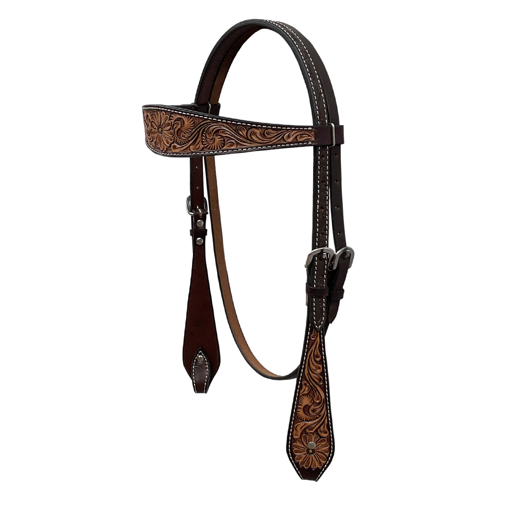 BAR H EQUINE Western Handtooled Leather Horse Headstall & Breast Collar Set | Tack