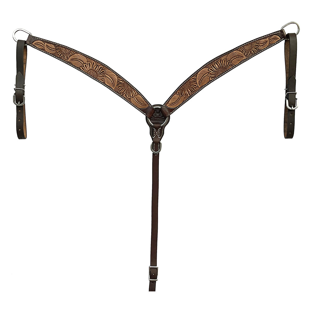 BAR H EQUINE Western Handtooled Leather Horse Headstall & Breast Collar Set | Tack