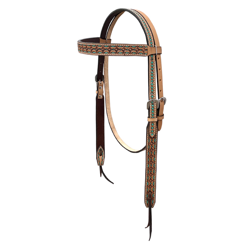 BAR H EQUINE Western Handtooled Leather Horse Headstall & Breast Collar Set | Tack