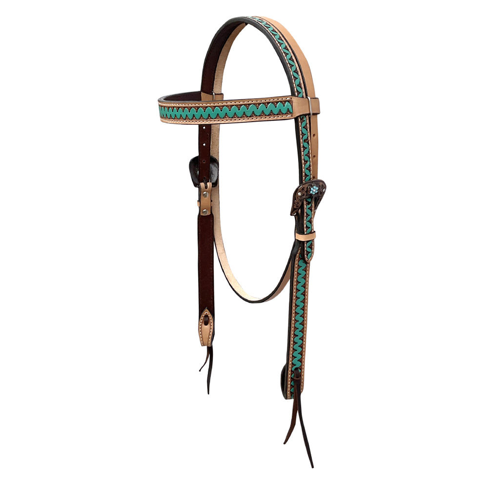 BAR H EQUINE Western Handtooled Leather Horse Headstall & Breast Collar Set | Tack