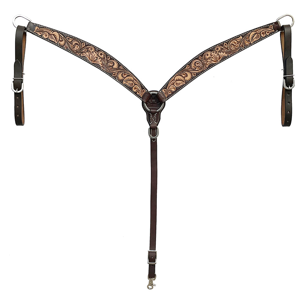 BAR H EQUINE Western Handtooled Leather Horse Headstall & Breast Collar Set | Tack