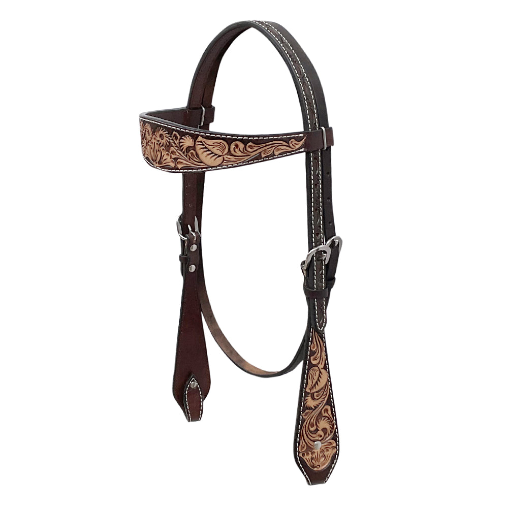 BAR H EQUINE Western Handtooled Leather Horse Headstall & Breast Collar Set | Tack