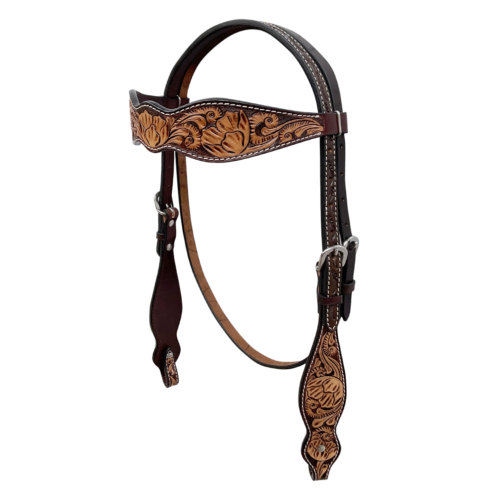 BAR H EQUINE Western Handtooled Leather Horse Headstall & Breast Collar Set | Tack