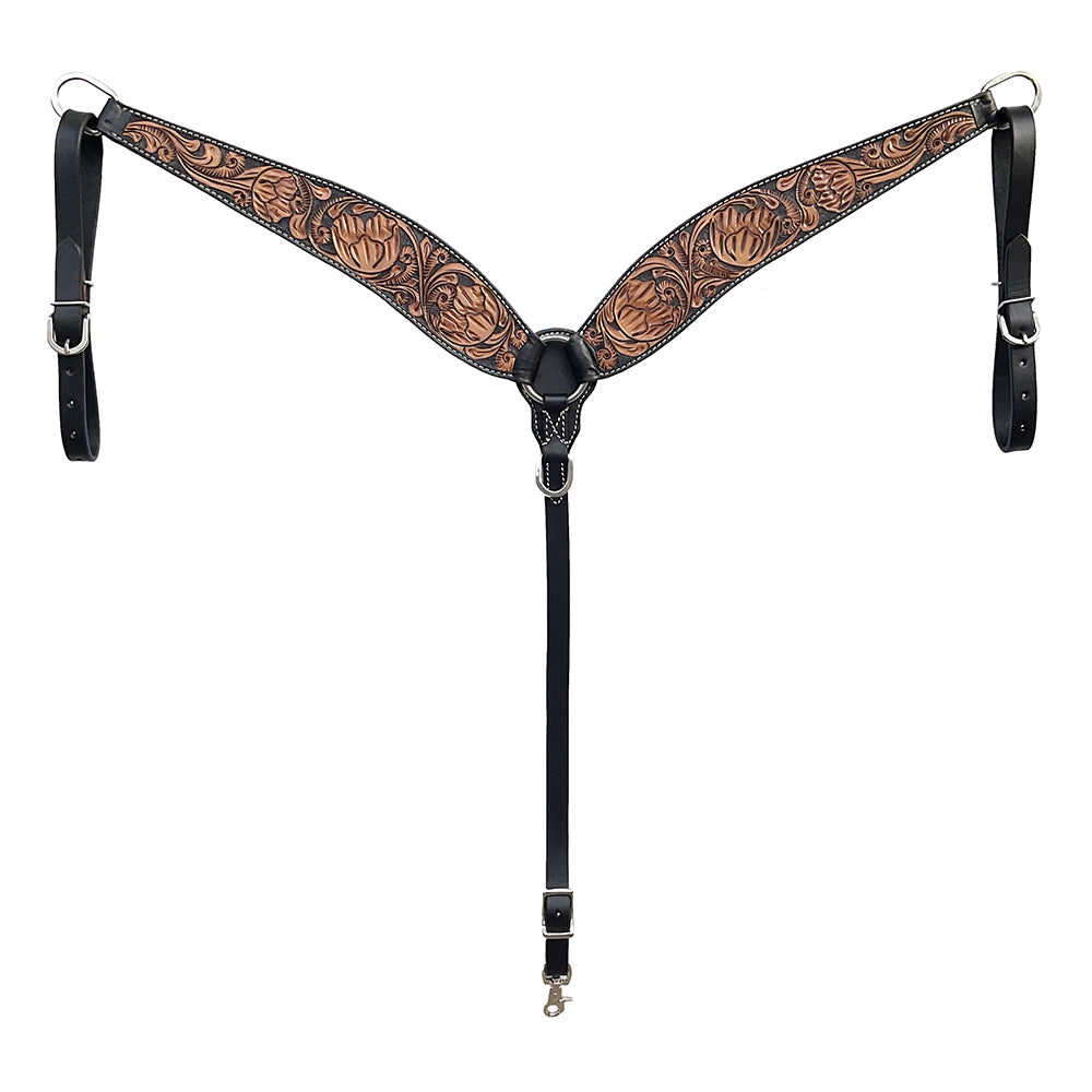 BAR H EQUINE Western Handtooled Leather Horse Headstall & Breast Collar Set | Tack