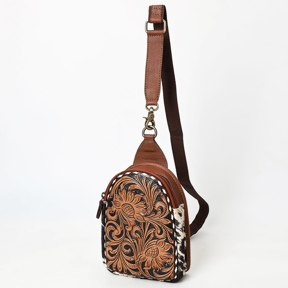 American Darling Sling Beautifully Hand Tooled Hair-On Genuine Leather Women Bag Western Handbag Purse