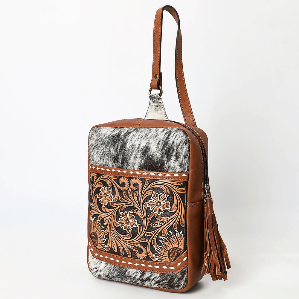 American Darling Sling Hand Tooled Hair-On Genuine Leather Women Bag Western Handbag Purse