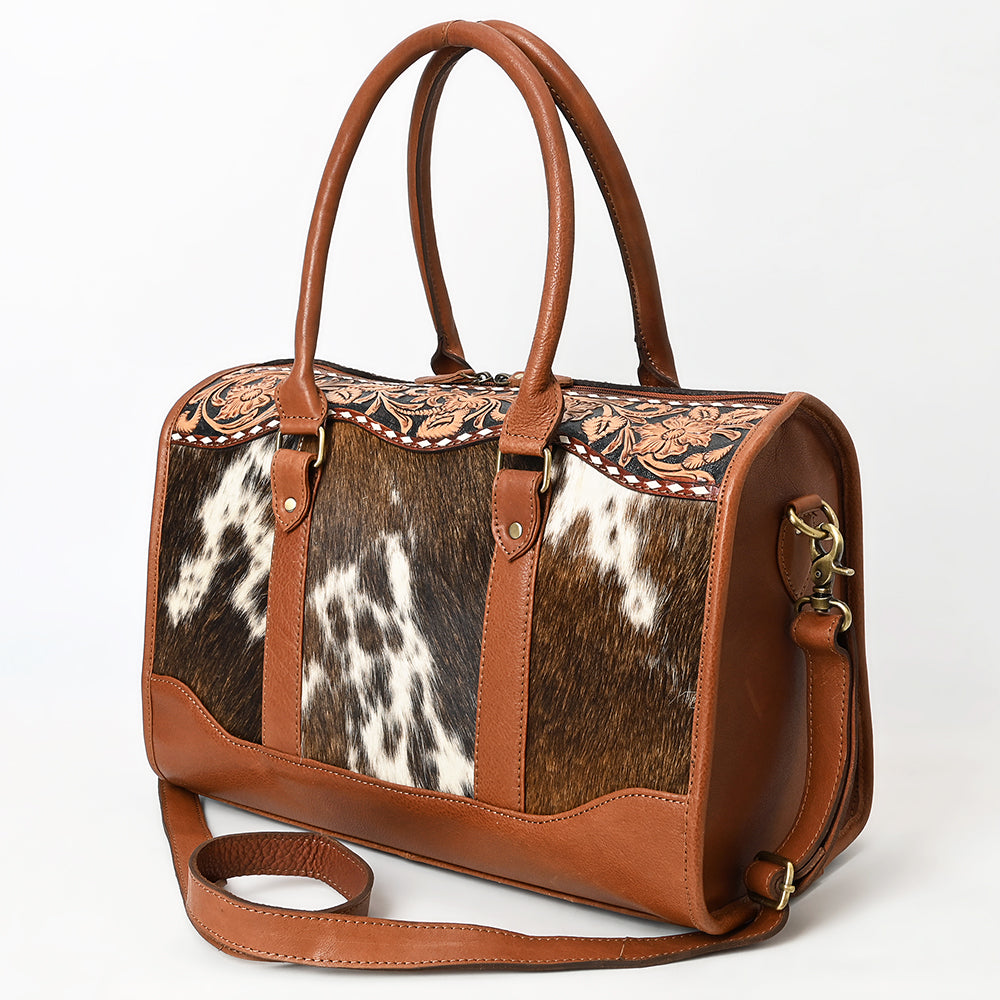 American Darling Duffel Hand Tooled Hair On Genuine Leather Women Bag Western Handbag Purse