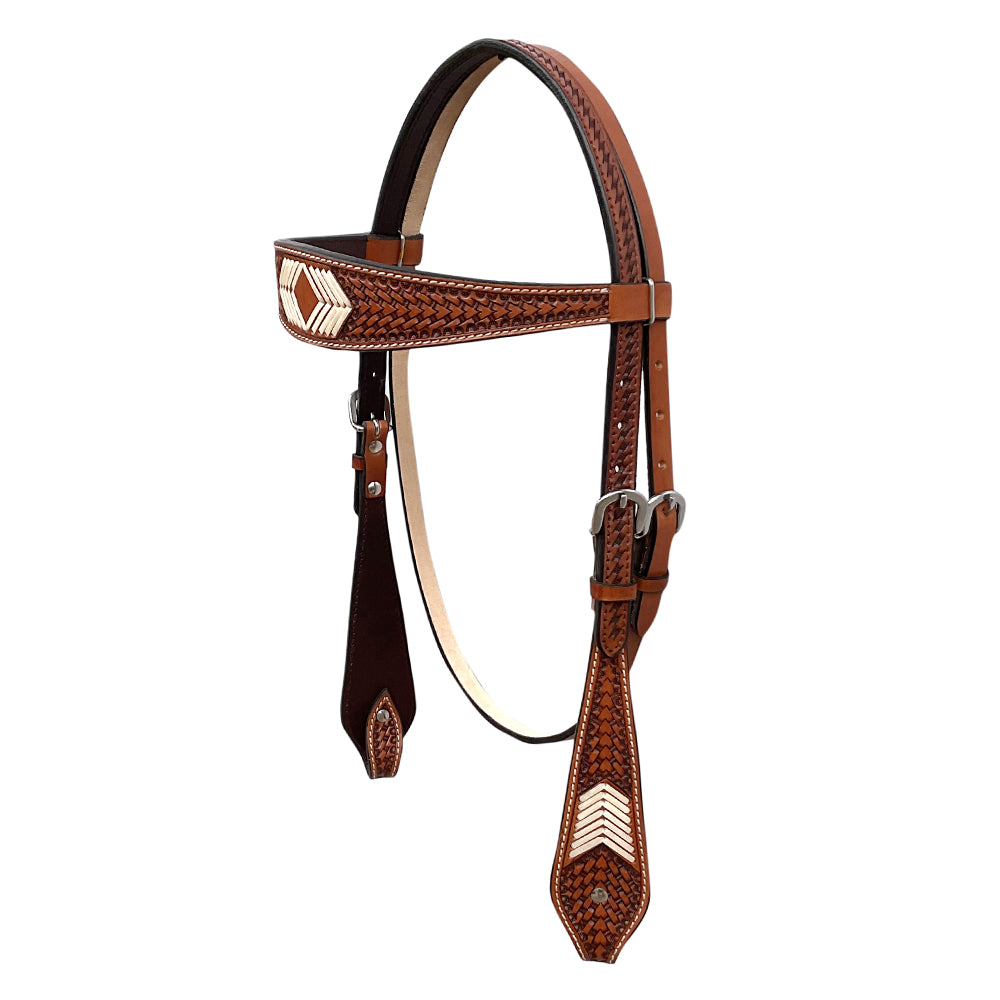 BAR H EQUINE Western Handtooled Leather Horse Headstall & Breast Collar Set | Tack