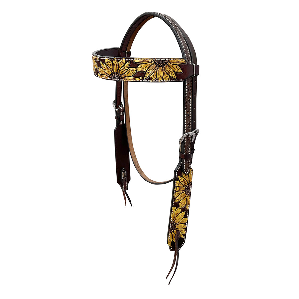BAR H EQUINE Western Handtooled Leather Horse Headstall & Breast Collar Set | Tack