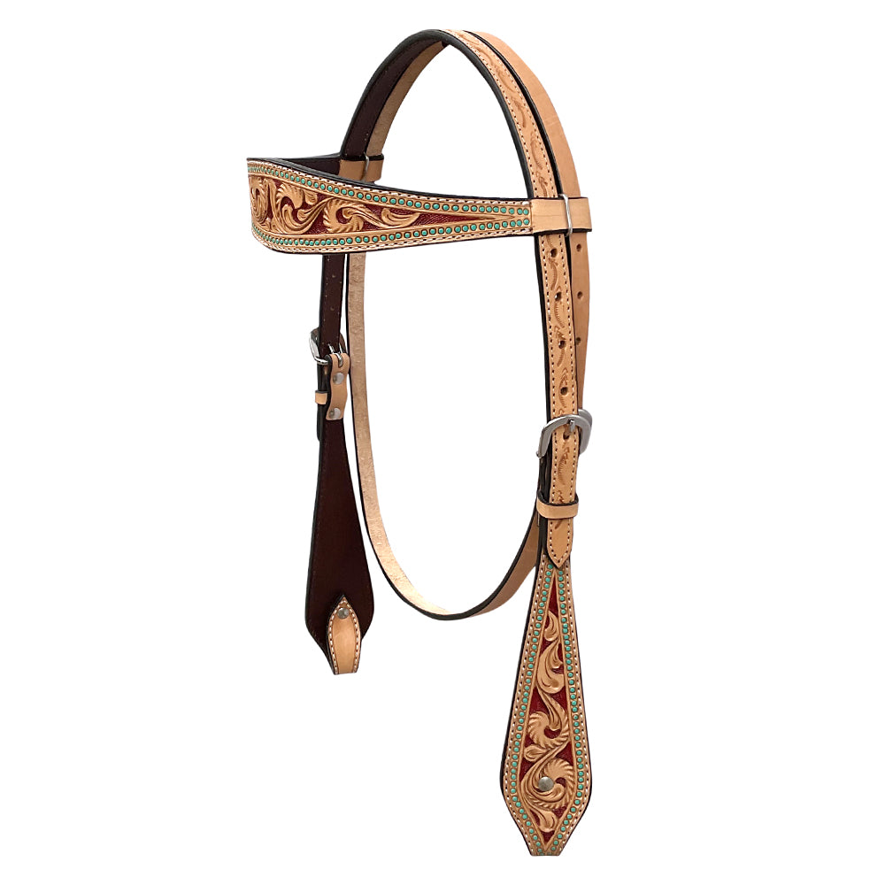 BAR H EQUINE Western Handtooled Leather Horse Headstall & Breast Collar Set | Tack