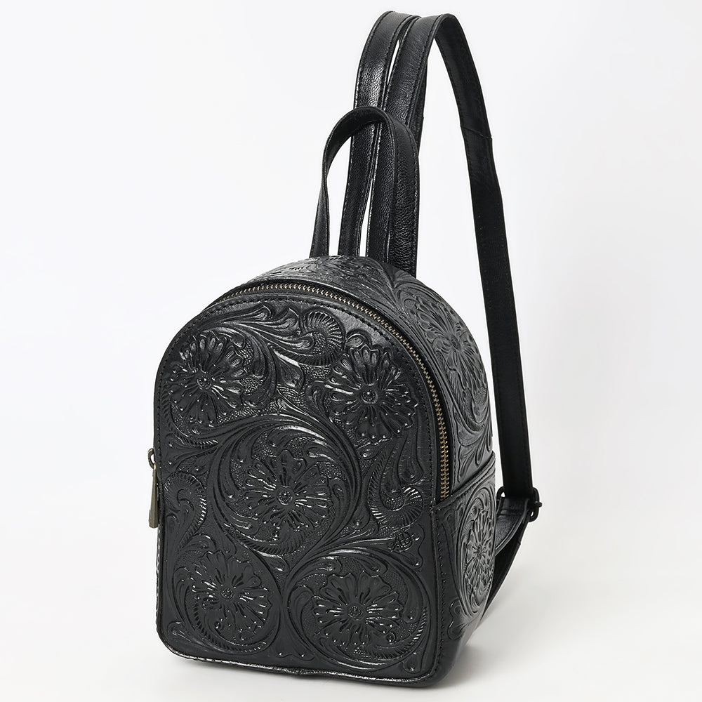 American Darling Backpack Hand Tooled Genuine Leather Women's Bag W. Antique Black