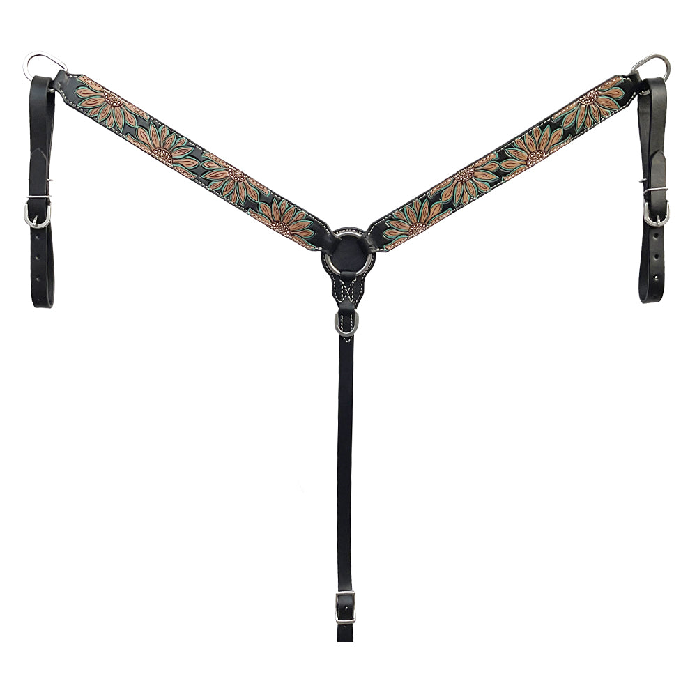 BAR H EQUINE Western Handtooled Leather Horse Headstall & Breast Collar Set | Tack
