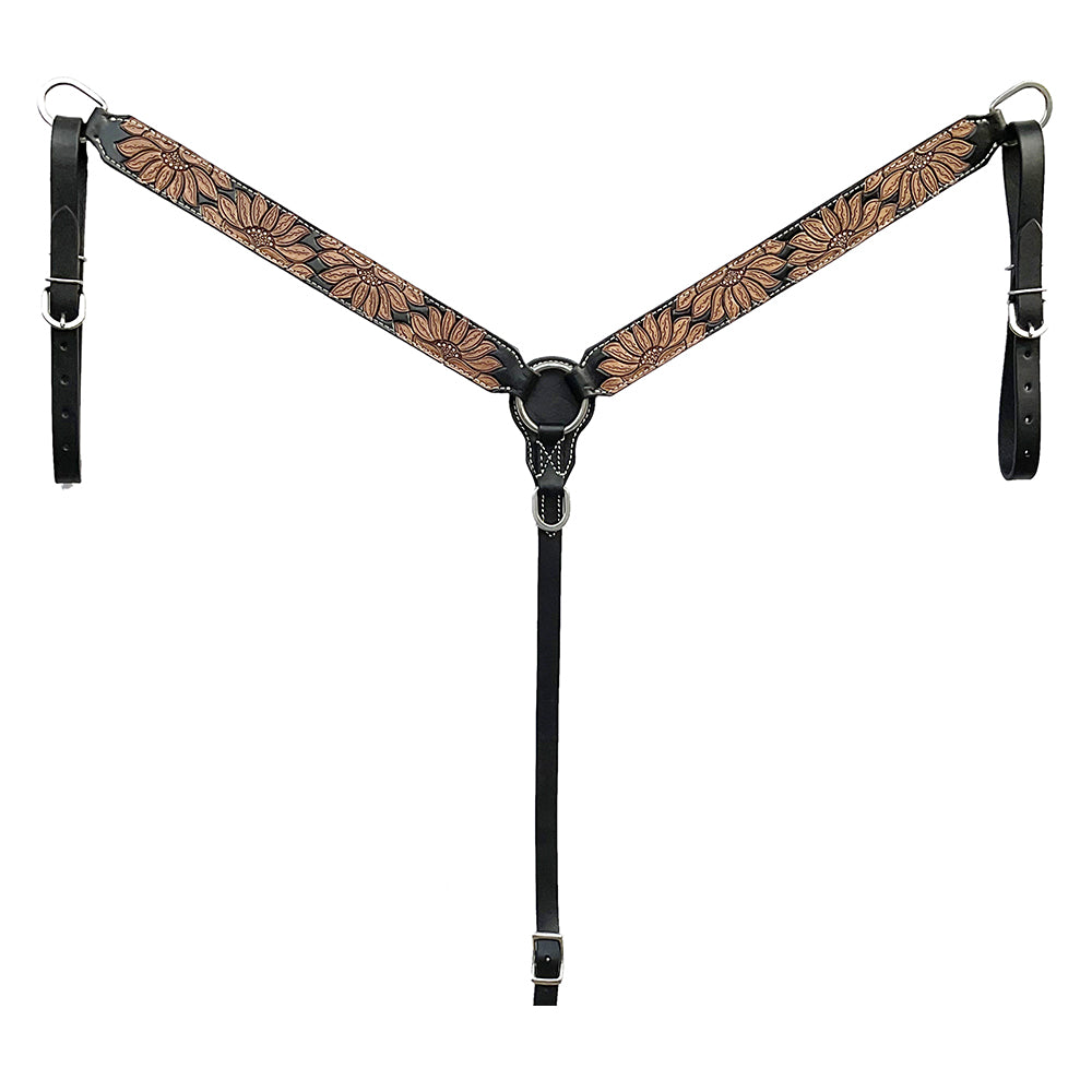 BAR H EQUINE Western Handtooled Leather Horse Headstall & Breast Collar Set | Tack