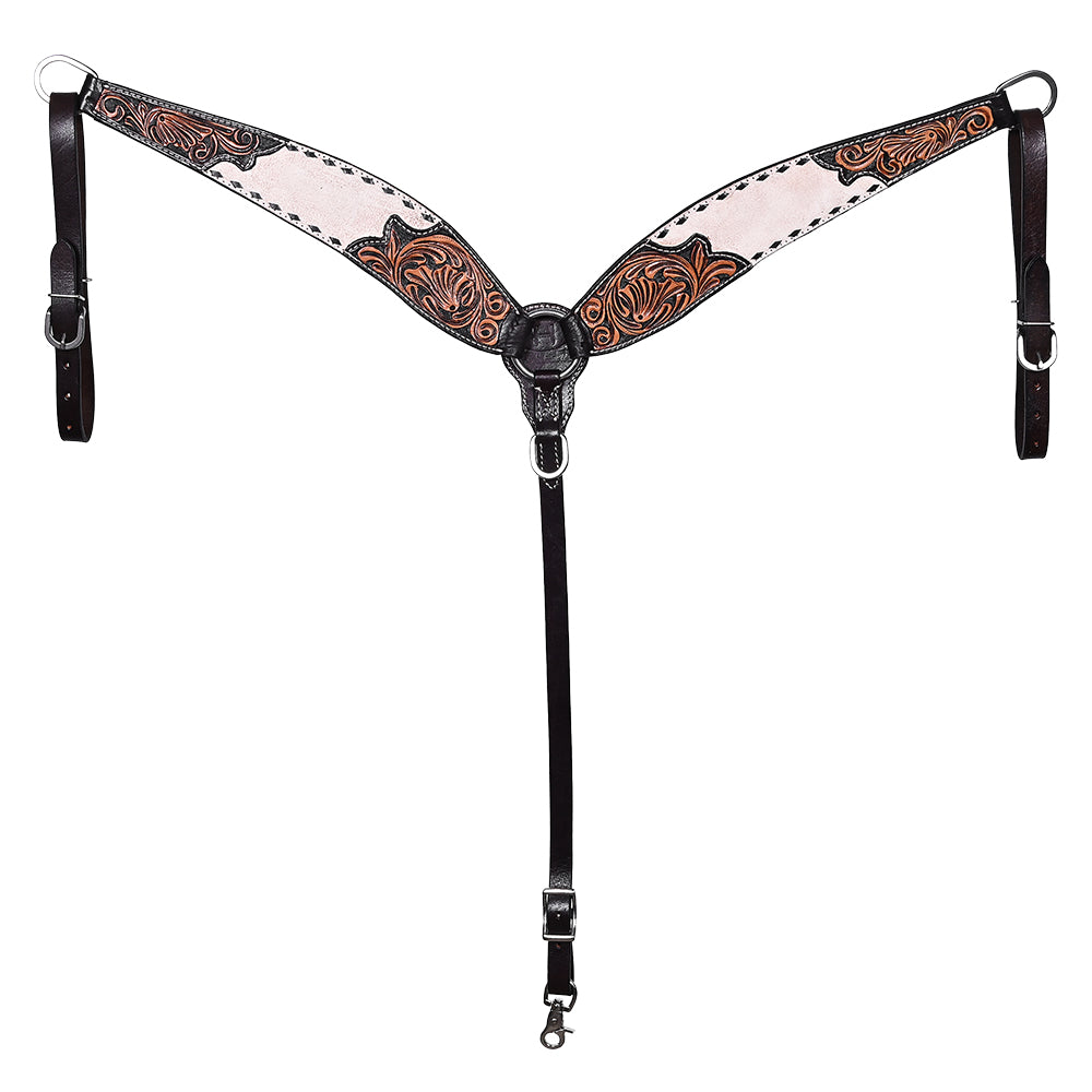 BAR H EQUINE Western Handtooled Leather Horse Headstall & Breast Collar Set | Tack