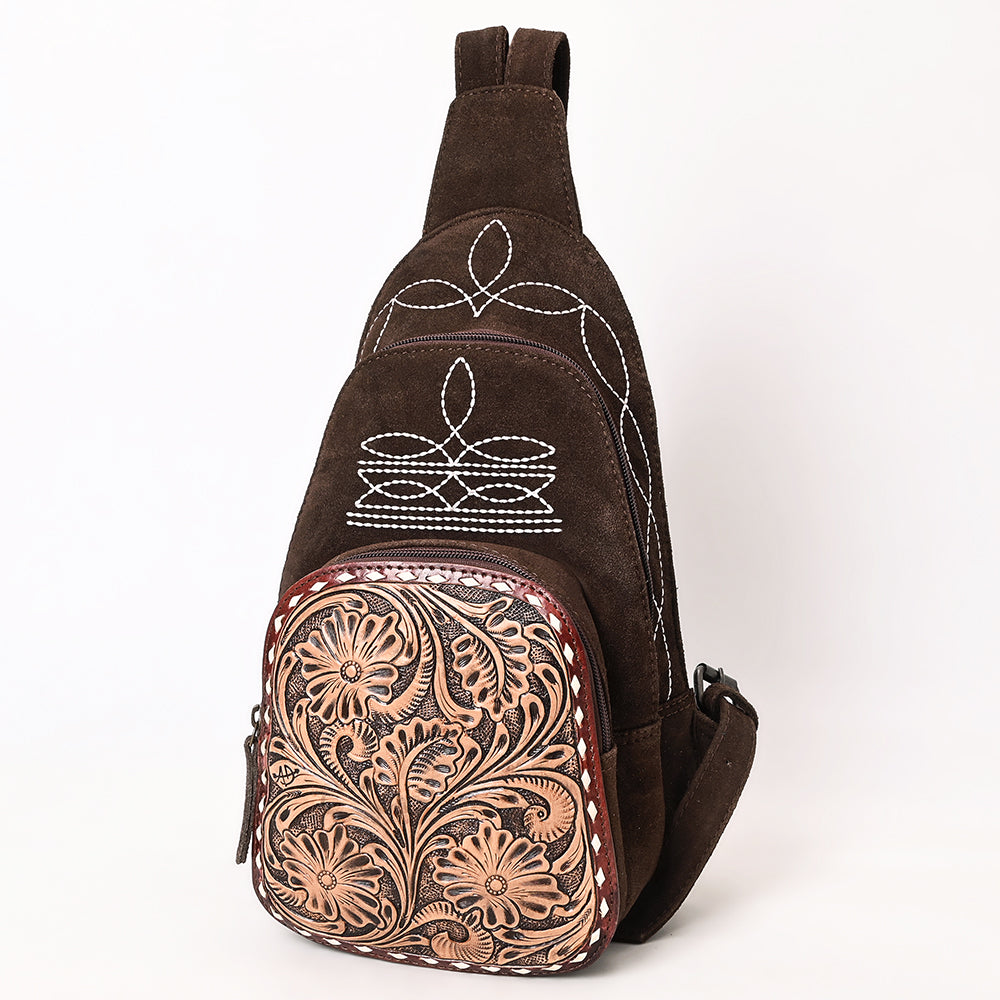 American Darling Sling Hand Tooled Genuine Leather Suede bag | Fanny Pack for Women
