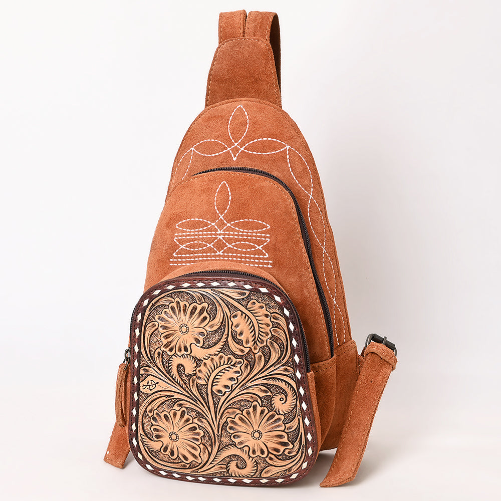 American Darling Sling Hand Tooled Genuine Leather Suede bag | Fanny Pack for Women
