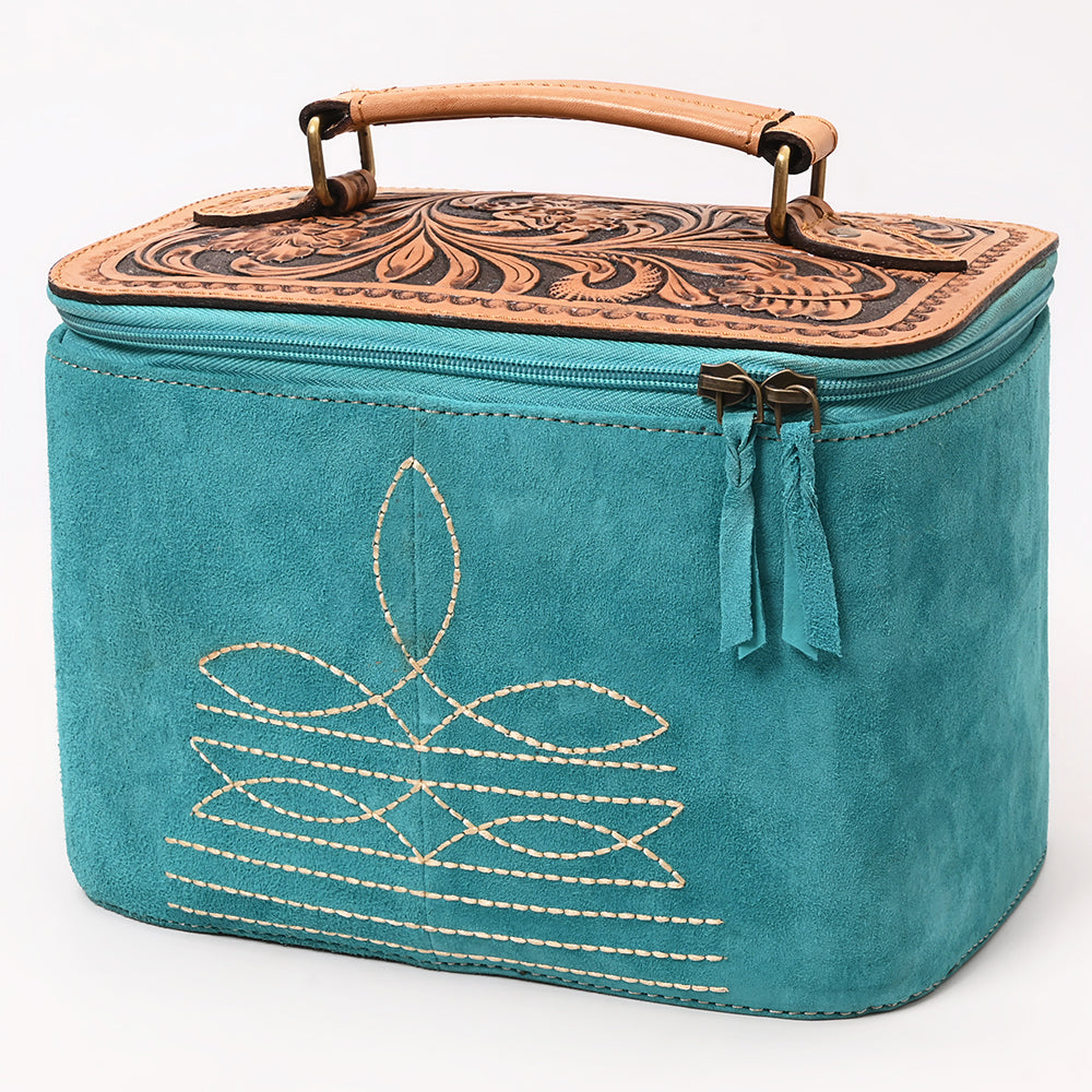 American Darling Jewelry Case Suede Hand Tooled Genuine Leather Women Bag Western Handbag Purse