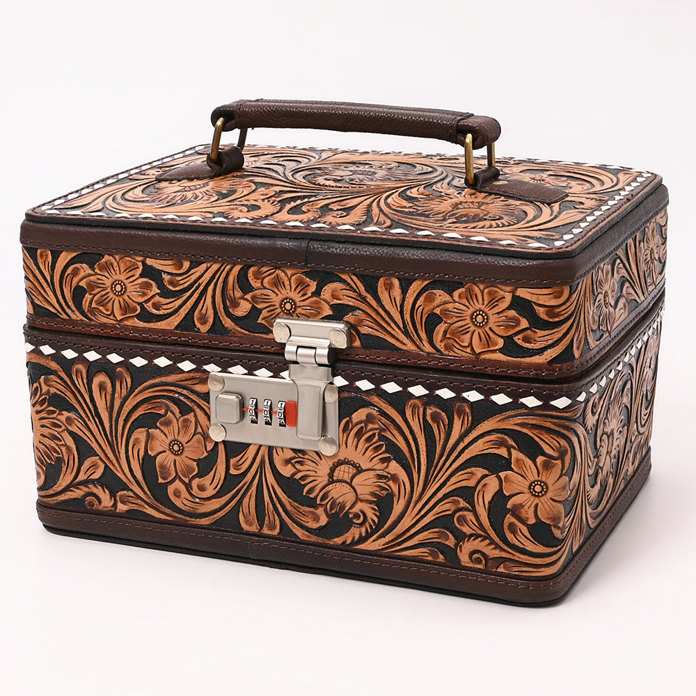 American Darling Jewelry Case Hand Tooled Genuine Leather Women Bag Western Handbag Purse | Organizer