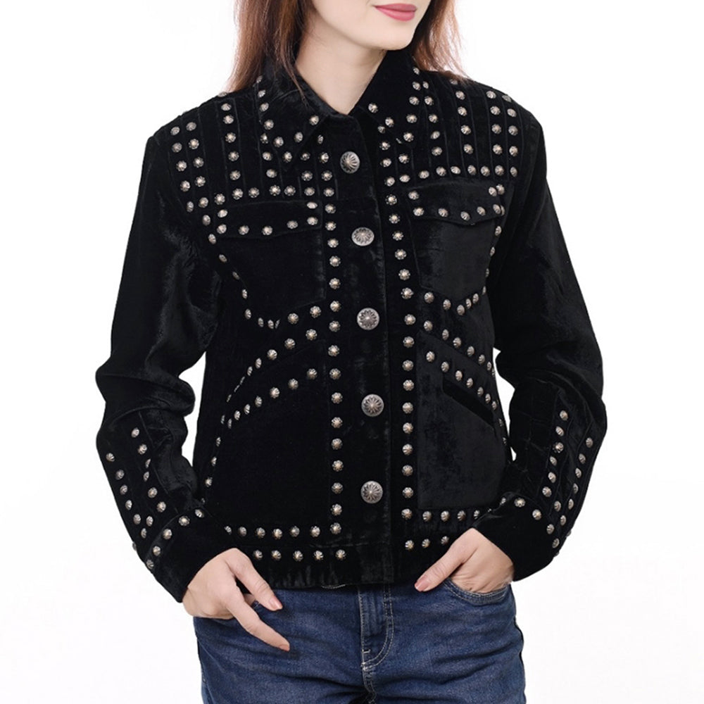 American Darling ADDR020 Denim Women shirt Jacket Dress Tunic Ladies Girl Top Black