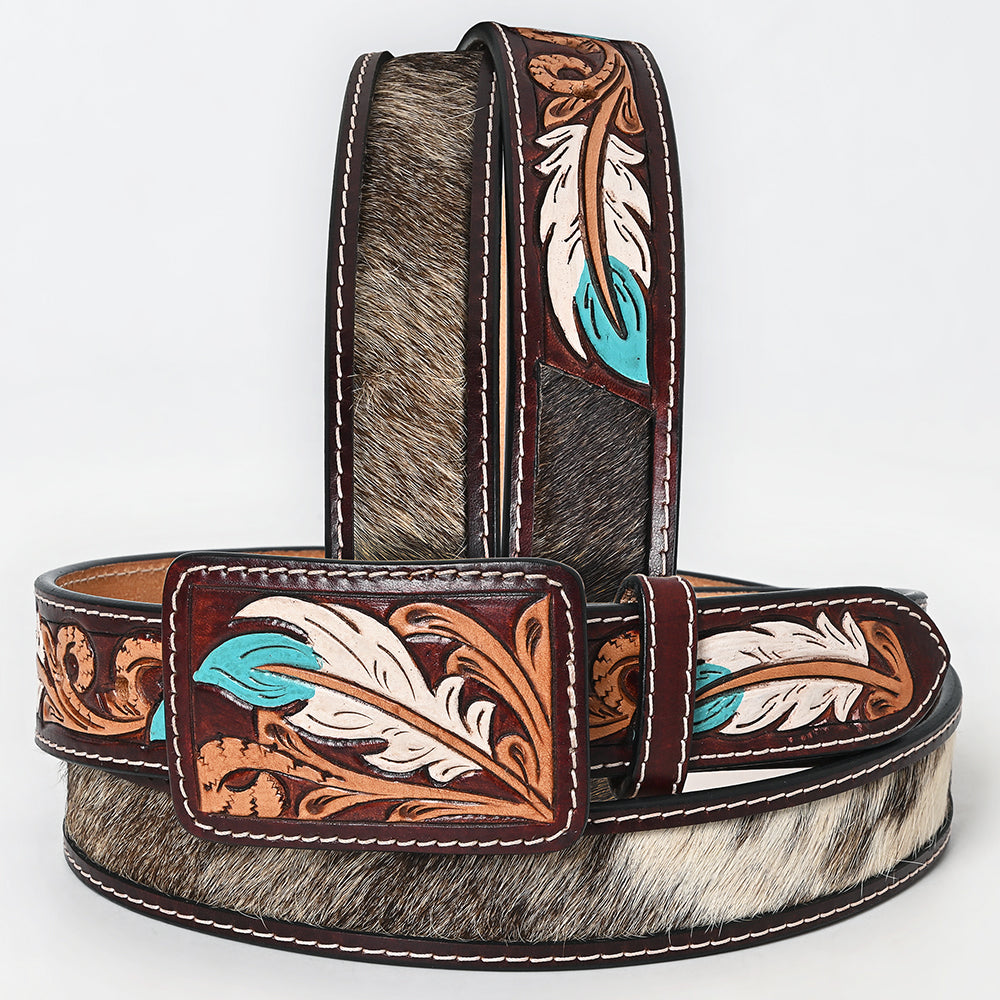 American Darling Beautifully Hand Tooled Brown Genuine Leather Apparel Belt Men and Women