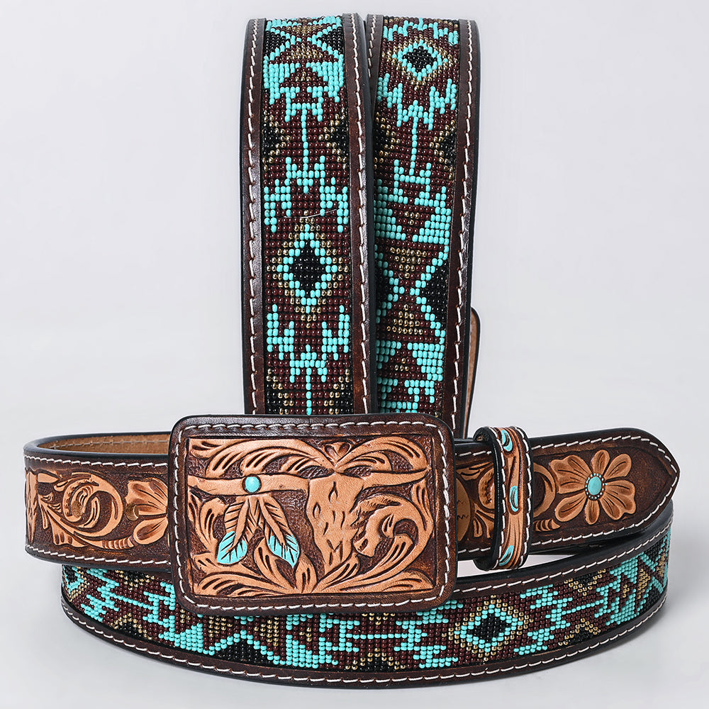 American Darling Beautifully Hand Tooled Brown Genuine Leather Apparel Belt Men and Women