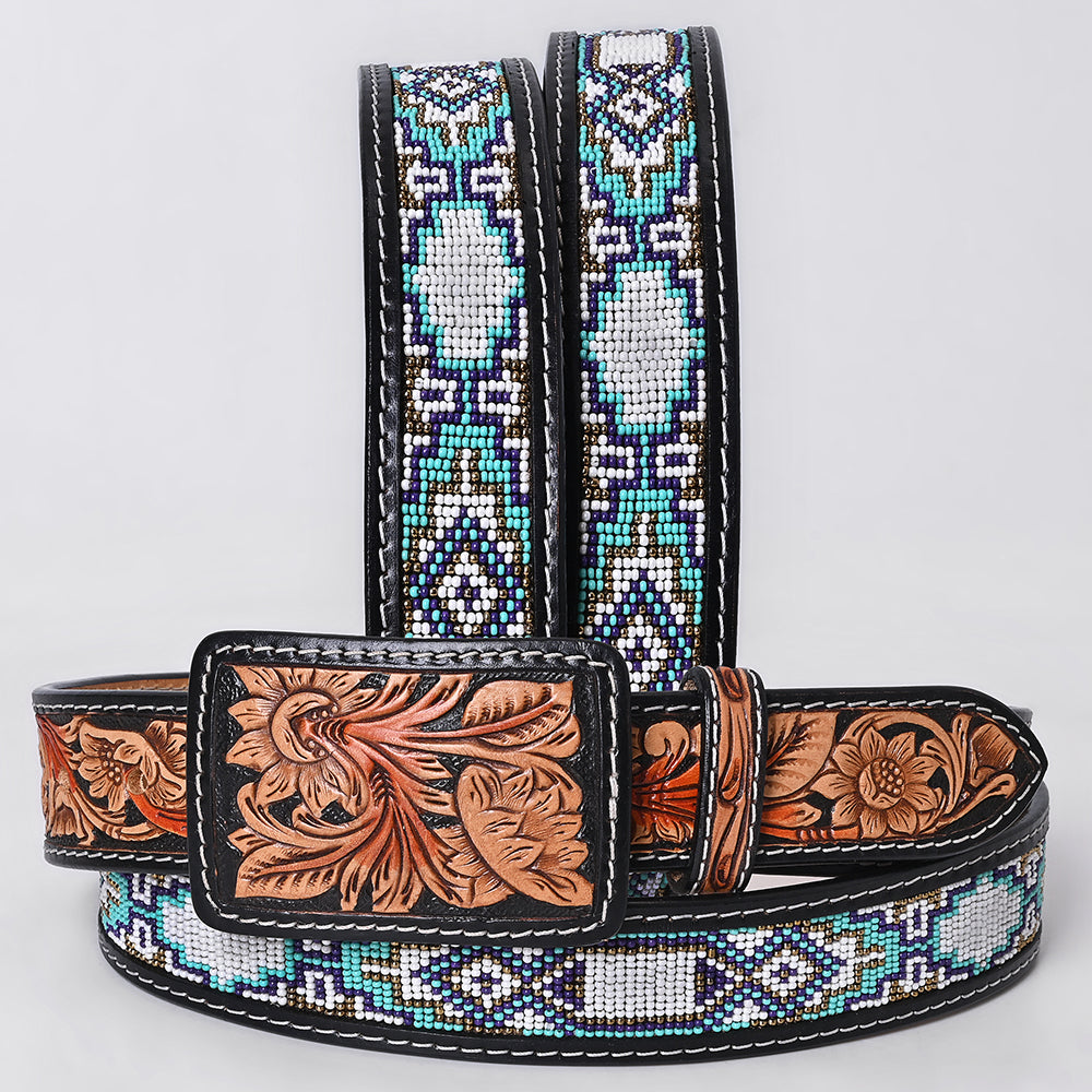 American Darling Beautifully Hand Tooled Brown Genuine Leather Apparel Belt Men and Women