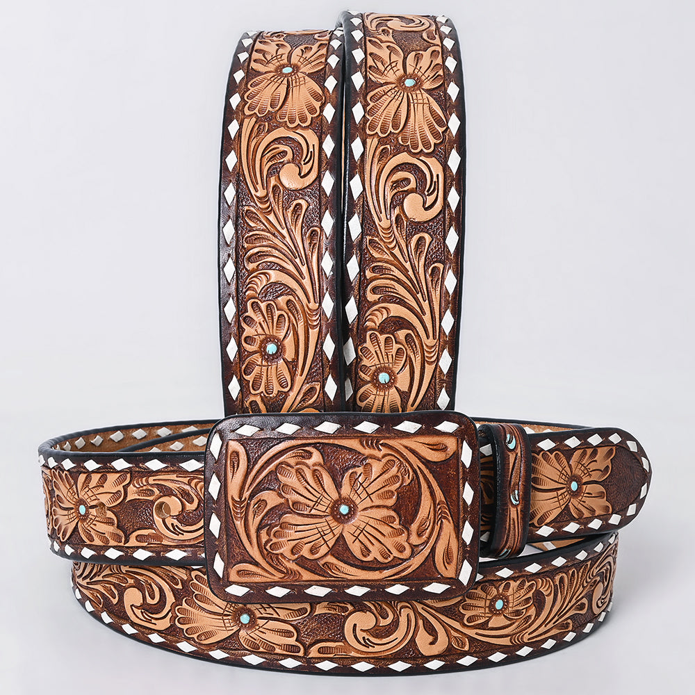 American Darling Belt Beautifully Hand Tooled Leather Unisex | Western Handcrafted