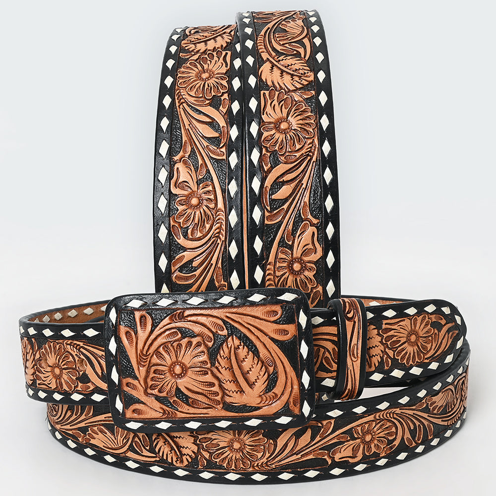 American Darling Belt Beautifully Hand Tooled Leather Unisex | Western Handcrafted