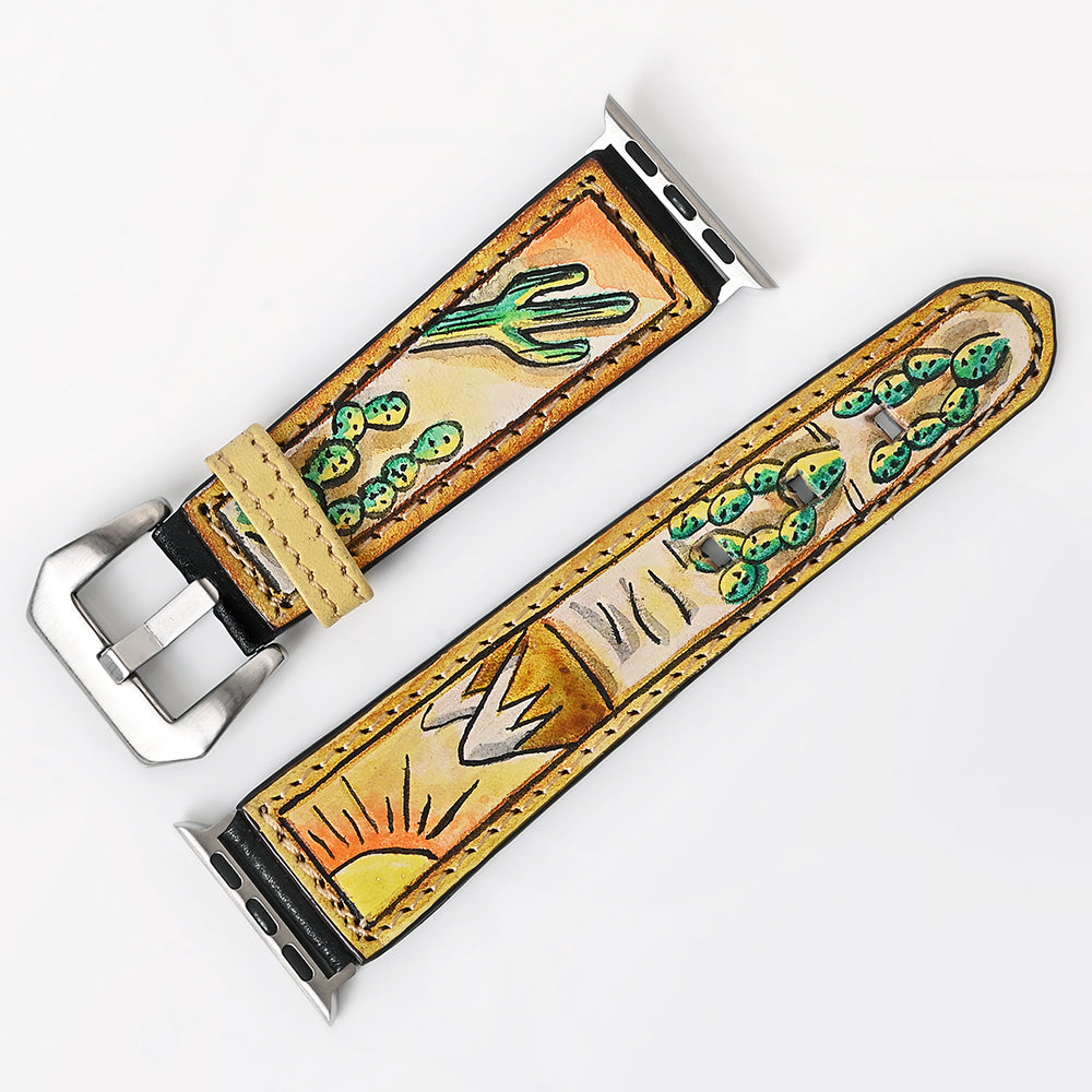 American Darling I watch Strap Genuine Leather With Beautiful Cactus Hand Painted Smart