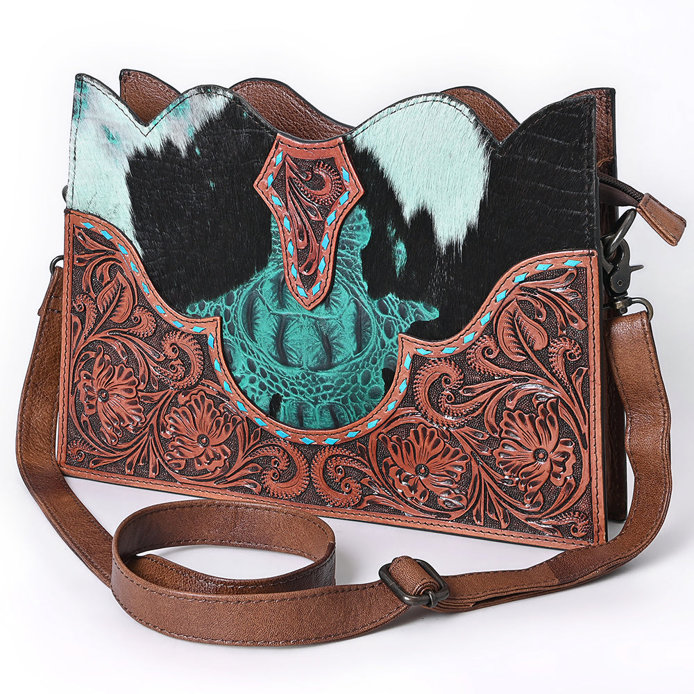 American Darling Crossbody Hand Tooled Hair On Genuine Leather Western Women Bag Handbag Purse | for Cute