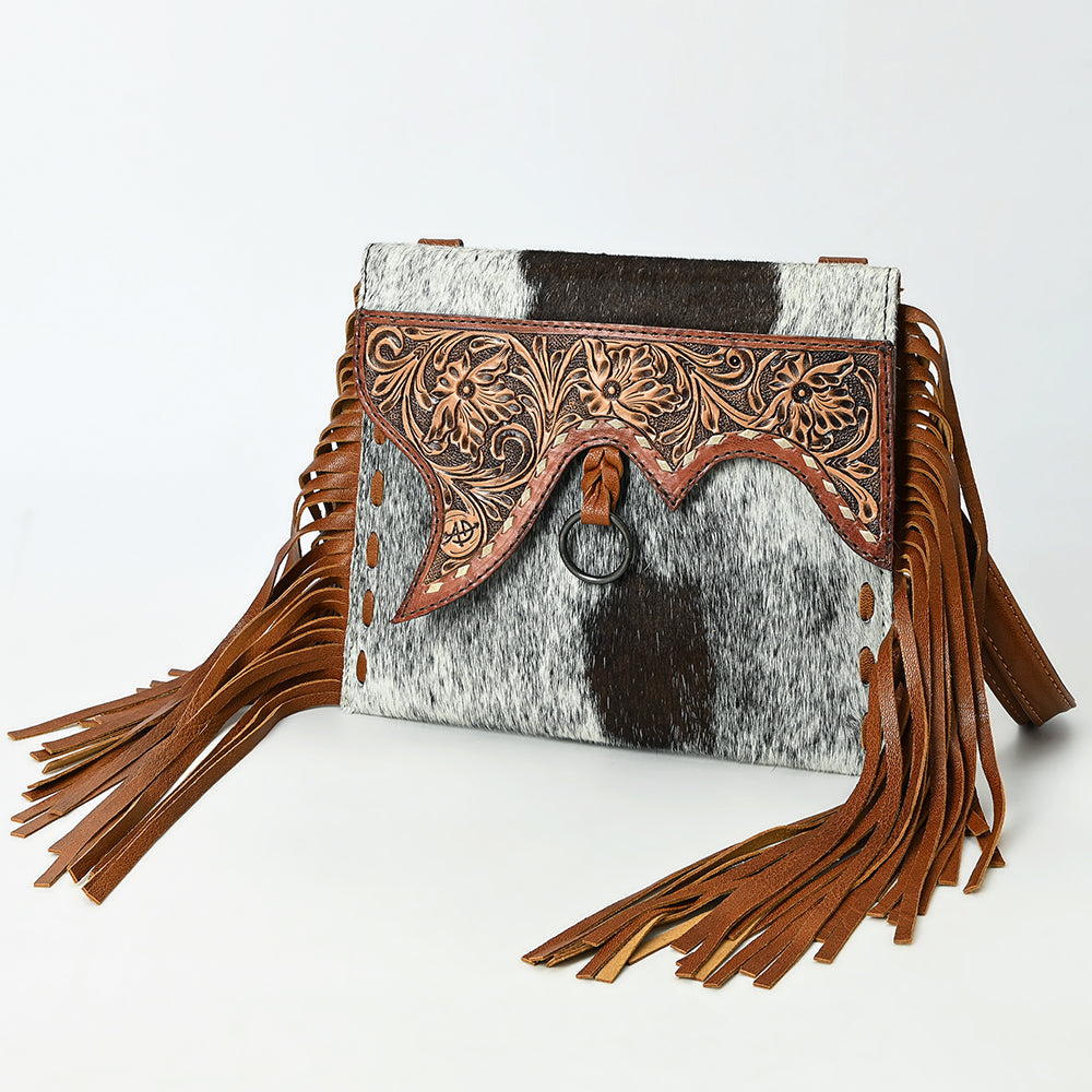 American Darling Wristlet Beautifully Hand Tooled Hair -On Genuine Leather Women Bag Western Handbag Purse