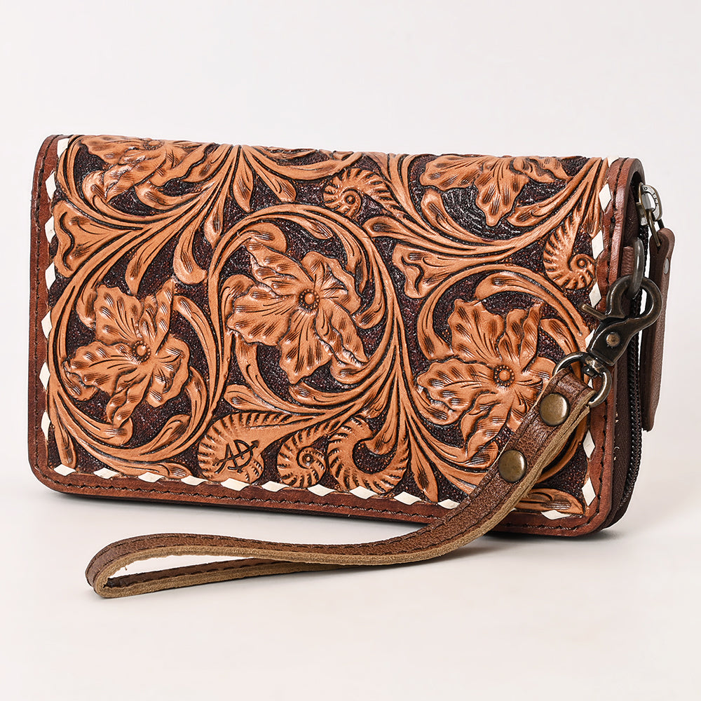 American Darling Wristlet Beautifully Hand Tooled Genuine Leather Women Bag Western Handbag Purse