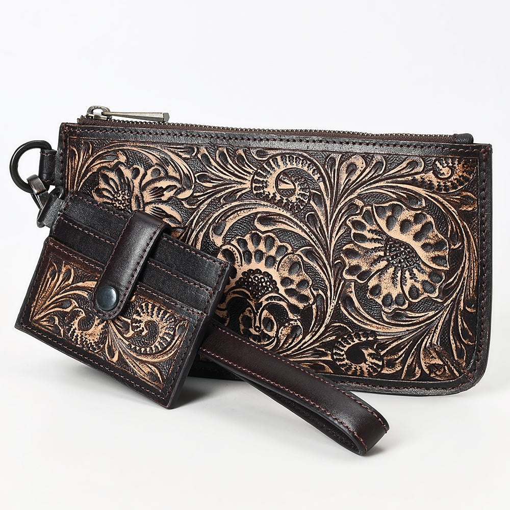 American Darling Wristlet Beautifully Hand Tooled Genuine Leather Women Bag Western Handbag Purse |
