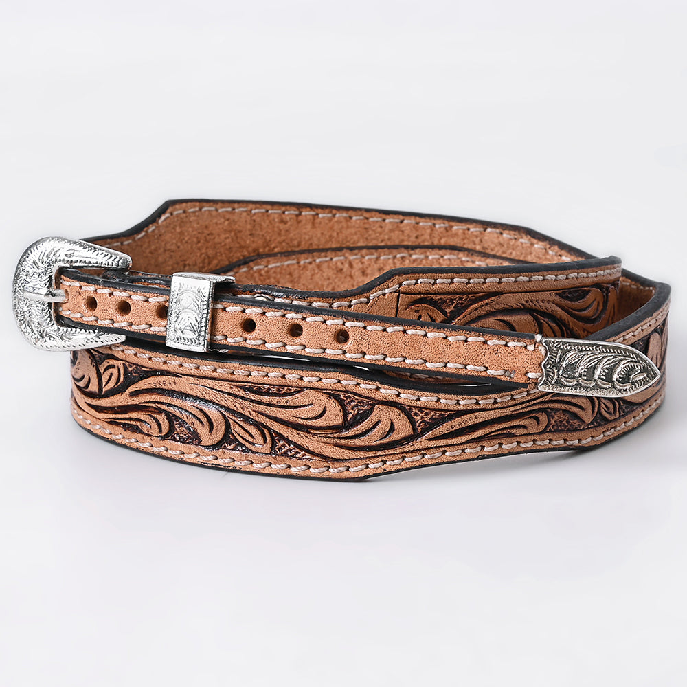 American Darling Hand Tooled Hatband Genuine Leather Western Adjustable Unisex Tan | Hand-Tooled