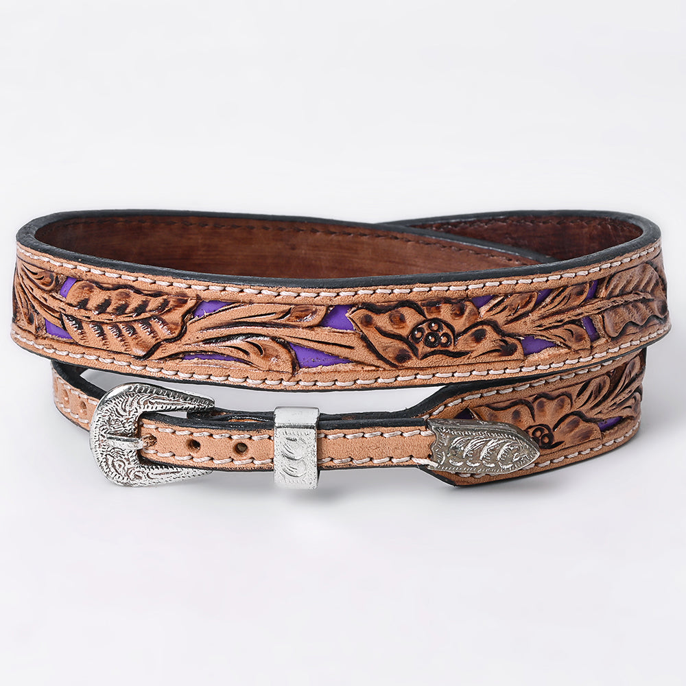 American Darling Hand Tooled Hatband Genuine Leather Western Adjustable Unisex Tan | Hand-Tooled